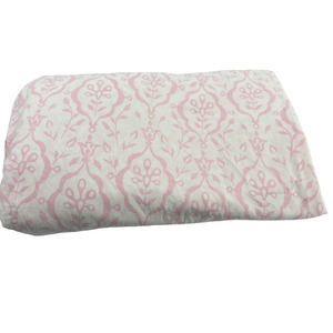 Pottery Barn Kids Pink on White Floral Geometric Inspired Print Flat Sheet EUC